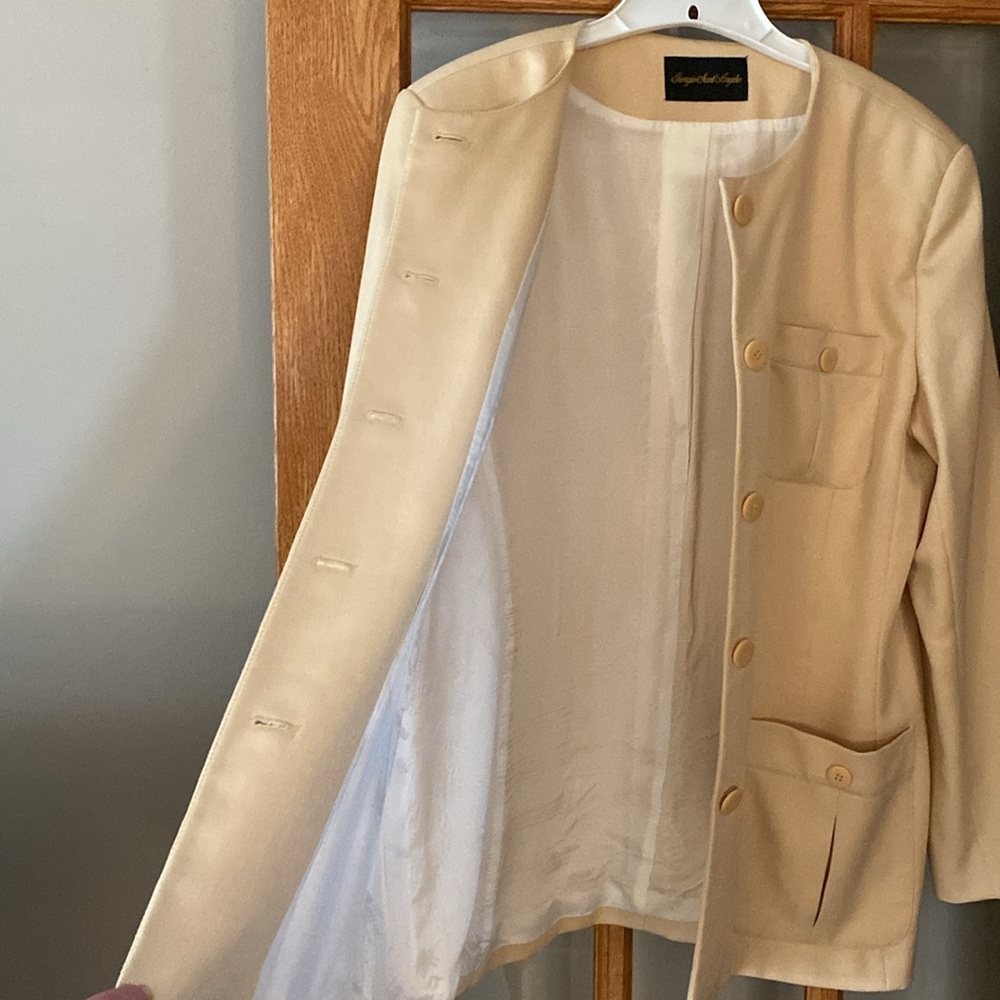 Giorgio San Angelo Vintage Butter Yellow Pantsuit Women’s 14 Pastel Power Set - Picture 7 of 15